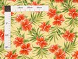 Hibiscus &amp; Palm leaves Yellow Poly Cotton LW-23-892
