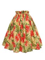 Hibiscus & Palm leaves Yellow Poly Cotton LW-23-892