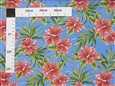 Hibiscus &amp; Palm leaves Blue Poly Cotton LW-23-892