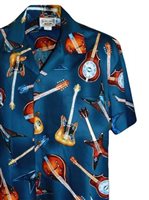 Pacific Legend Guitars Navy Cotton Men's Hawaiian Shirt
