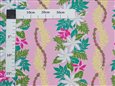 Flowers &amp; Leaves Border Pink Poly Cotton LW-23-888