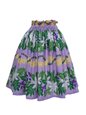 Anuenue (Pau) Flowers &amp; Leaves Border Lavender Poly Cotton Single Pau Skirt / 3 Bands
