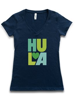 [Hula Collection] Honi Pua HULA Heart Green Ladies Hawaiian T-Shirt