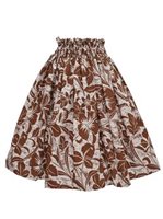 Anuenue (Pau) Hibiscus Brown Poly Cotton  Hibiscus Brown Poly Cotton Single Pau Skirt / 3 Bands