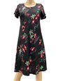 Paradise Found Flamingo Black Rayon A-Line Dress with Cap Sleeves