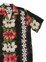 Two Palms Hibiscus & Plumeria Black Rayon Two Palms / TPALM Hibiscus & Plumeria Black Rayon Men's Hawaiian Shirt
