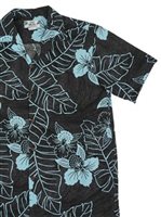 Two Palms Orchid tropical leaves Black Cotton Men's Hawaiian Shirt