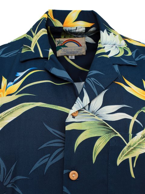Paradise Found Hawaiian Shirt - Bamboo Paradise Navy Blue (Sizes S Thru 4X) (Size: 2XL) - Tropaholic