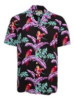 Paradise Found Jungle Bird Black Rayon Men's Hawaiian Shirt