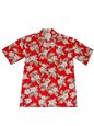 Ky&#39;s Hibiscus &amp; Bird of Paradise Floral Red Rayon Men&#39;s Hawaiian Shirt