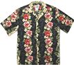 Two Palms Plumeria Panel Black Cotton Men&#39;s Hawaiian Shirt