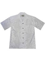 Ky's Hibiscus Lei White Cotton Men's Hawaiian Shirt