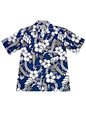 Ky&#39;s Surfboard Hibiscus  Navy Blue Cotton Men&#39;s Hawaiian Shirt