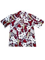 Ky's Surfboard Hibiscus  Red Cotton Men's Hawaiian Shirt