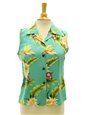 Two Palms Ceres Green Rayon Women&#39;s Sleeveless Blouse