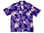 Two Palms Midnight Orchid Purple Rayon Men's Hawaiian Shirt