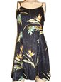Paradise Found Bamboo Paradise Black Rayon Hawaiian Slip Short Dress