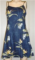 Paradise Found Bamboo Paradise Navy Rayon Hawaiian Slip Short Dress