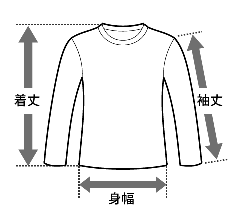 長袖の仕上がり寸法